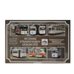 Blechschild Straßenbahn 80 Jahre Strassenbahn - Geschichte -  Sammelschild Nr. 7 (20 x 30 cm)