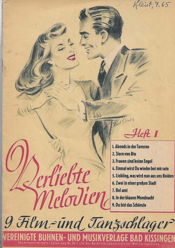 Zeitschrift   Verliebte Melodien Heft 1 - 9 Film- und Tanzschlager 1947